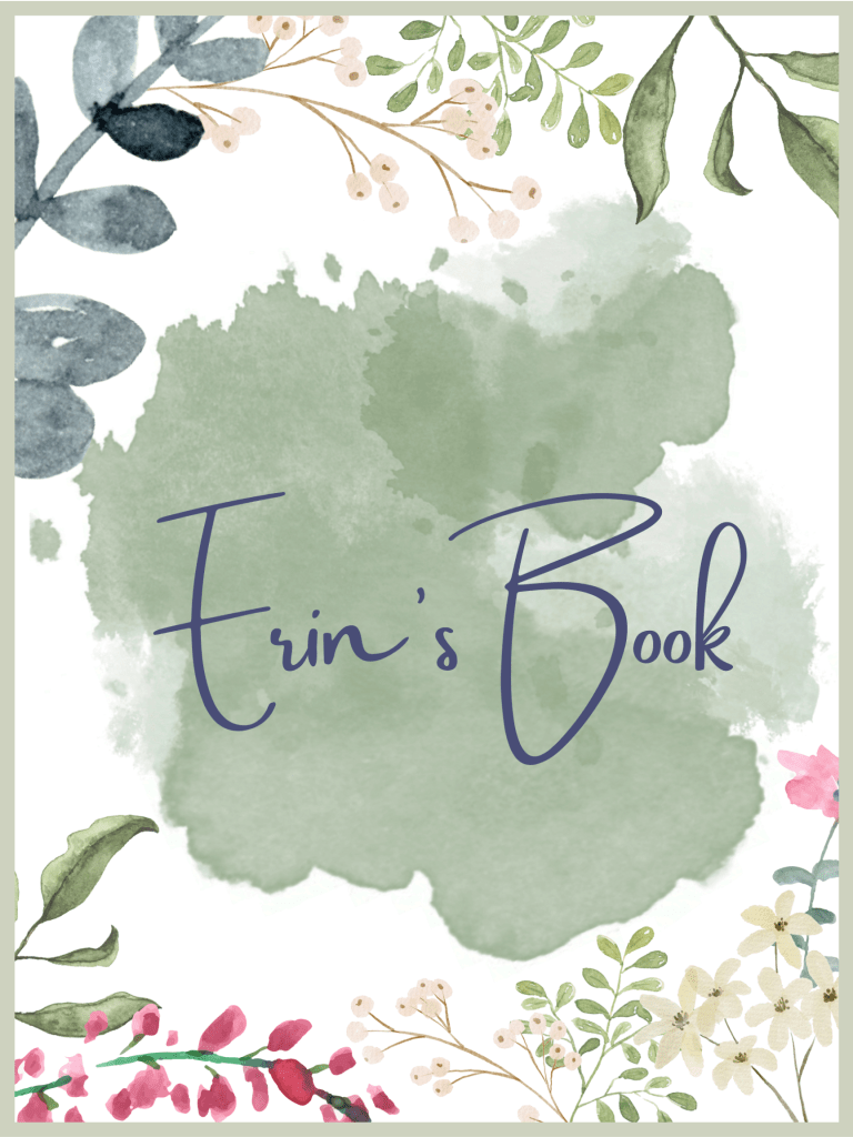 Painted Fox Co's binder page titled "Cover Page", with watercolour leaves and flowers in soft pinks and greens.